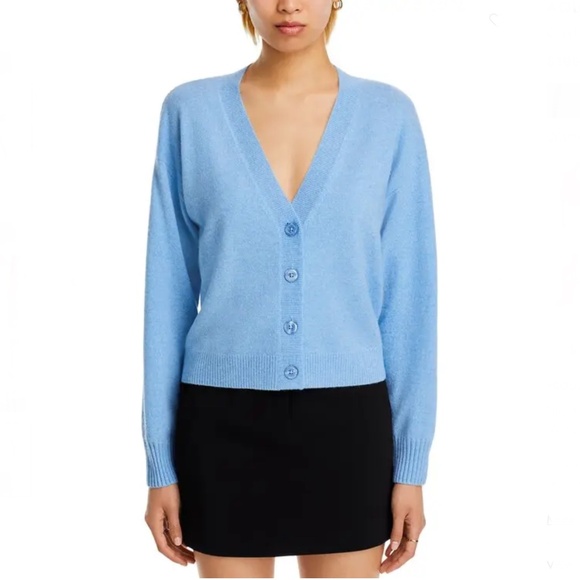 AQUA Cashmere V-Neck Cardigan – Heather Blue (XL) – NWT - Picture 1 of 6